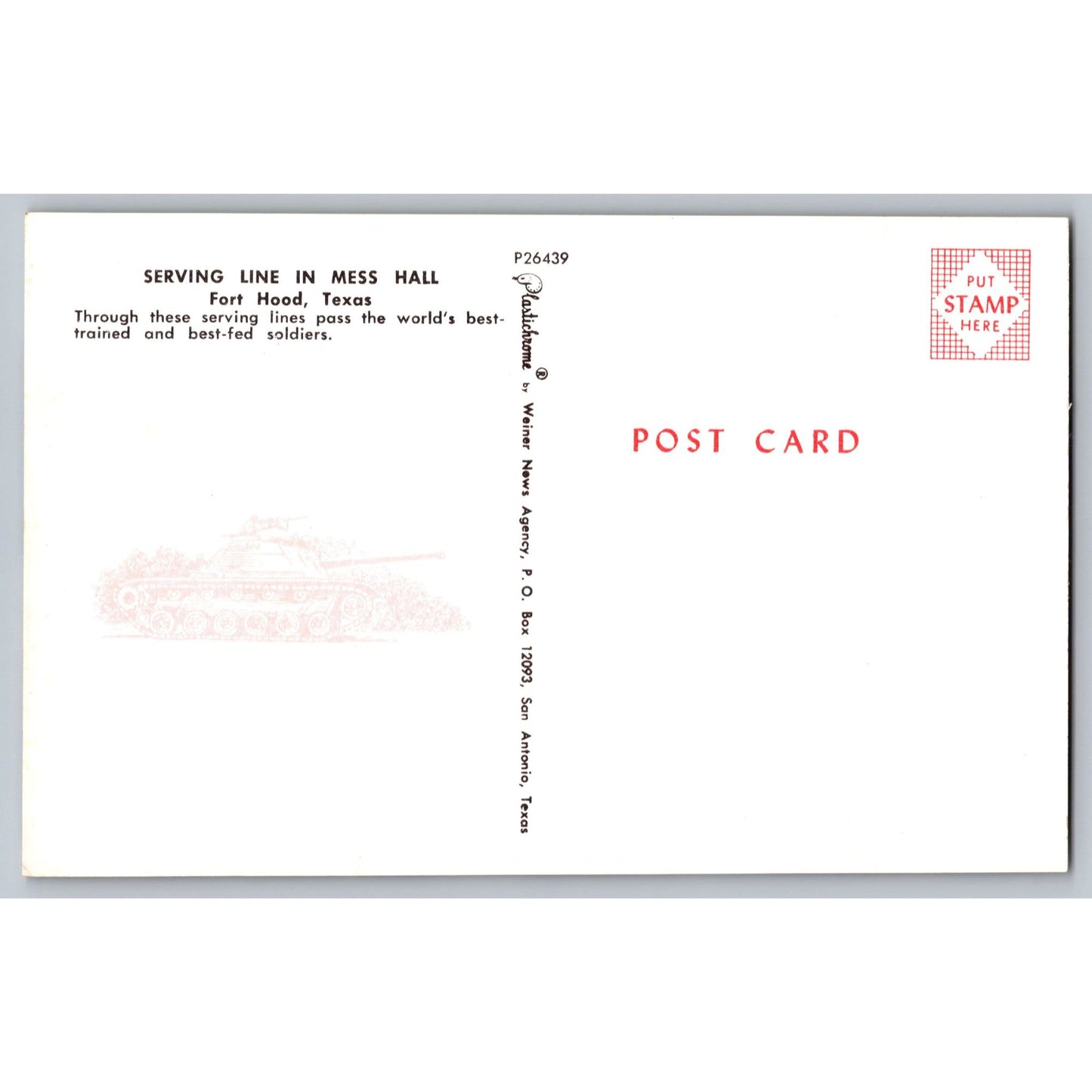 Fort Hood TX Texas Chow Call Soldiers Mess Hall Chrome Postcard Unused