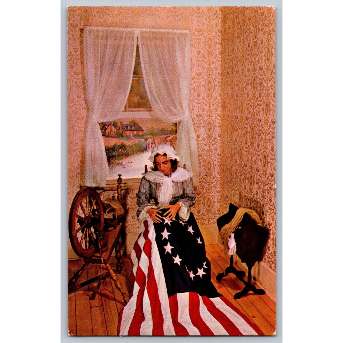 Philadelphia PA Betsy Ross Sewing First American Flag Postcard Mike Roberts