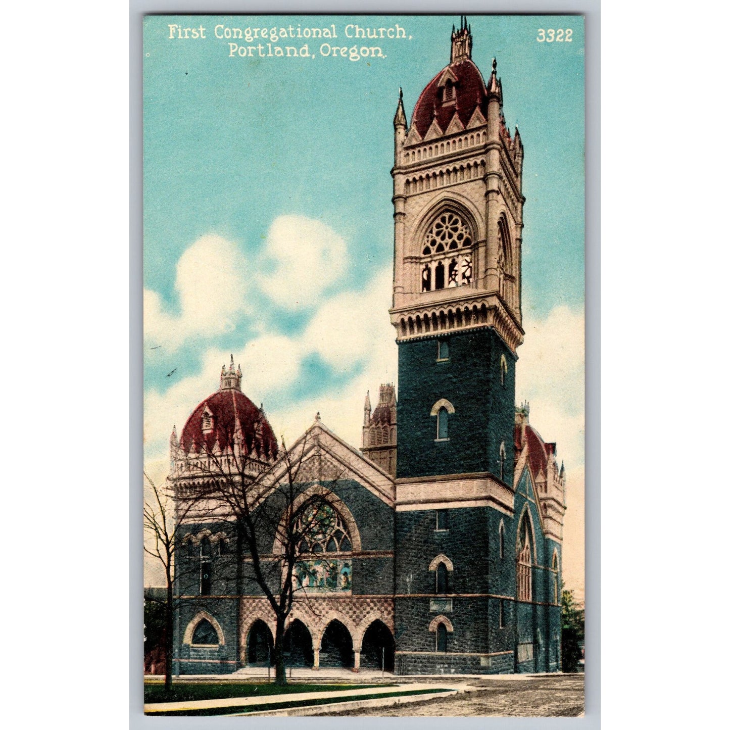 Portland OR Oregon First Congregational Church Divided Back Postcard Unused