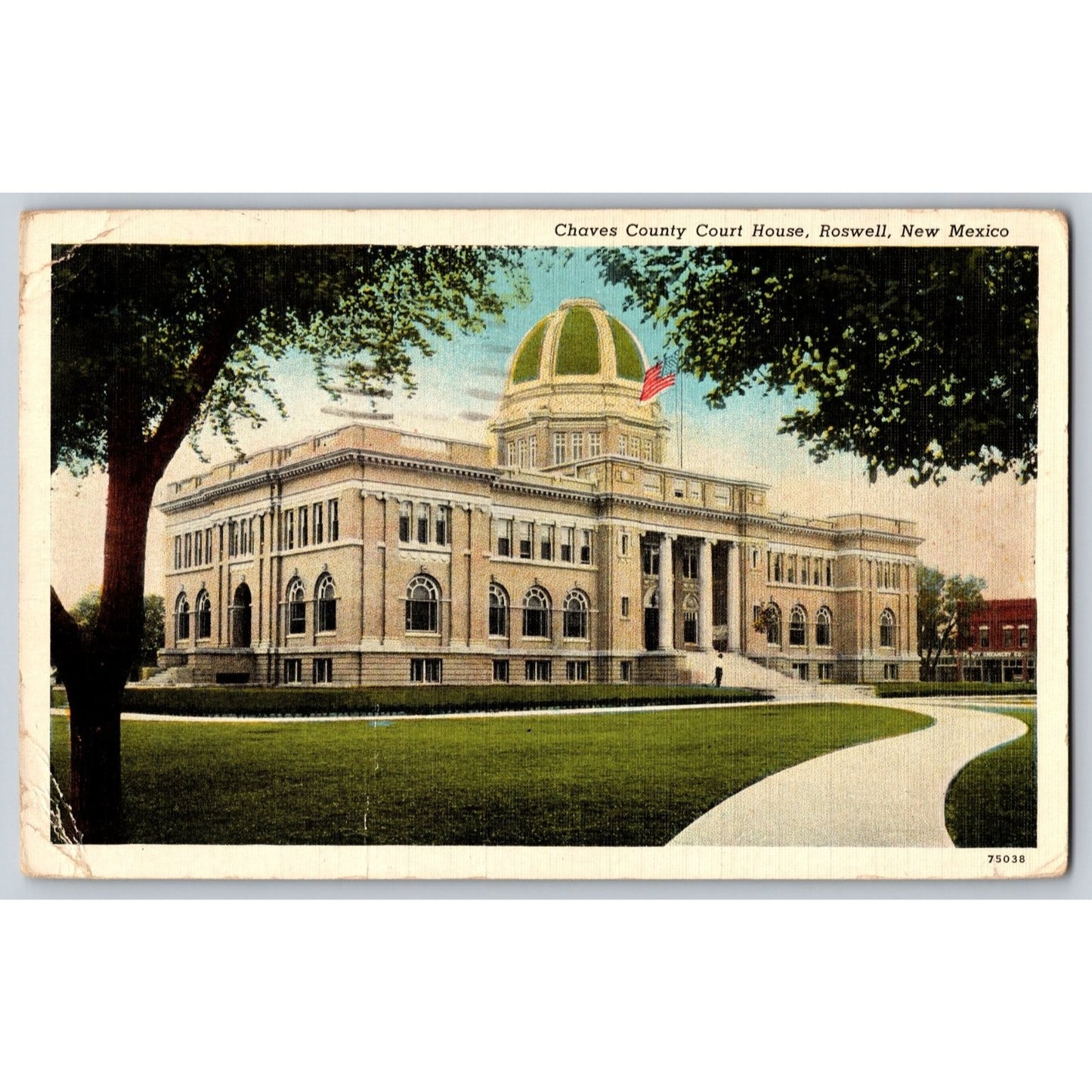 Roswell NM New Mexico Chaves County Court House White Border Postcard Used