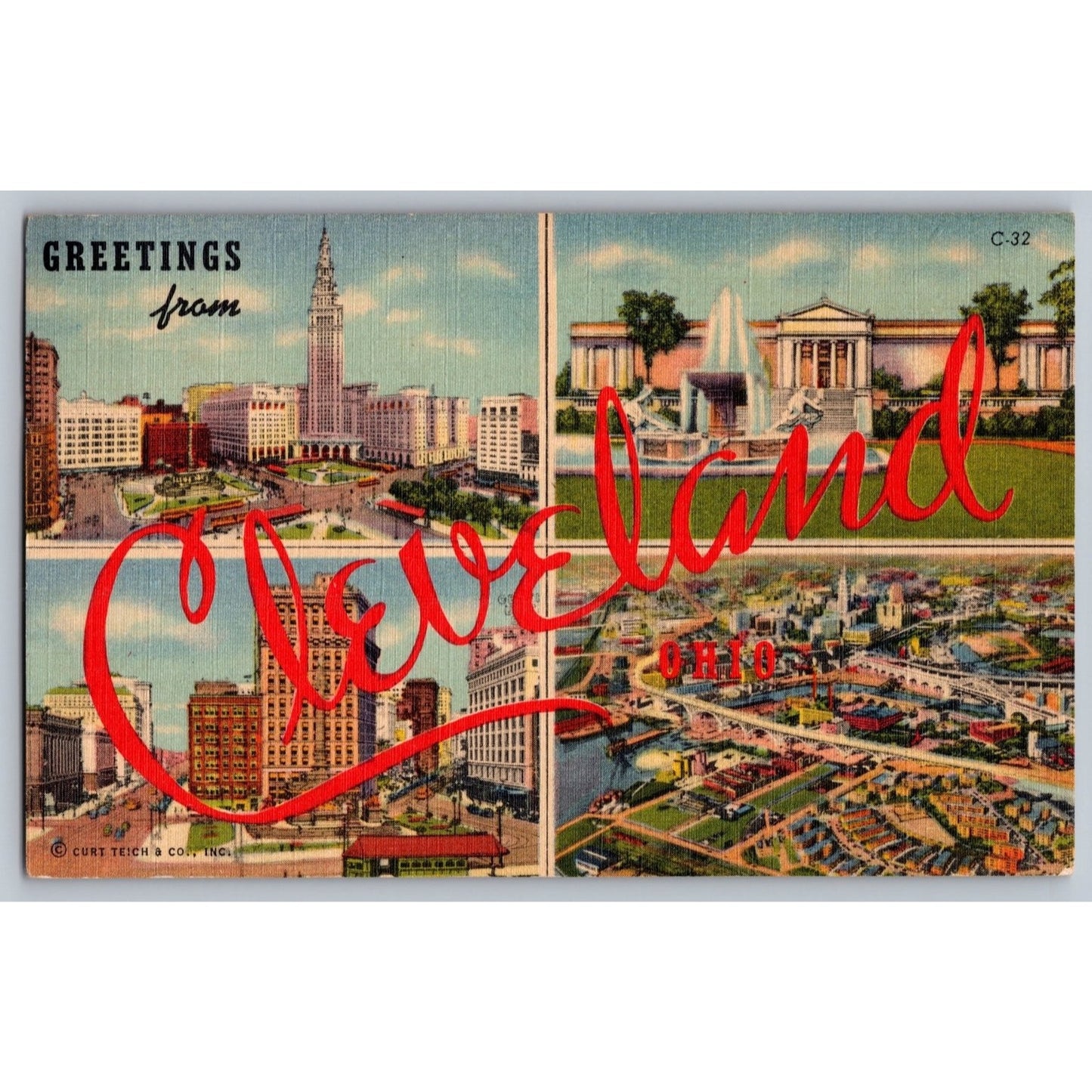Cleveland OH Ohio Greetings from Cleveland 1954 Linen Postcard Curt Teich