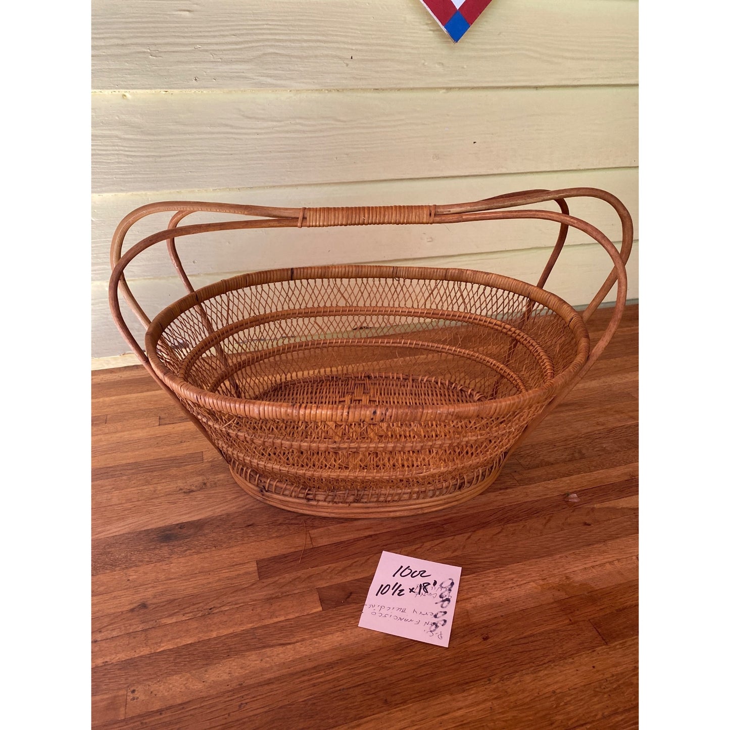 Wicker Oval Basket With Handles For Storage Decorative Display Or Harvest Use Natural Brown Finish