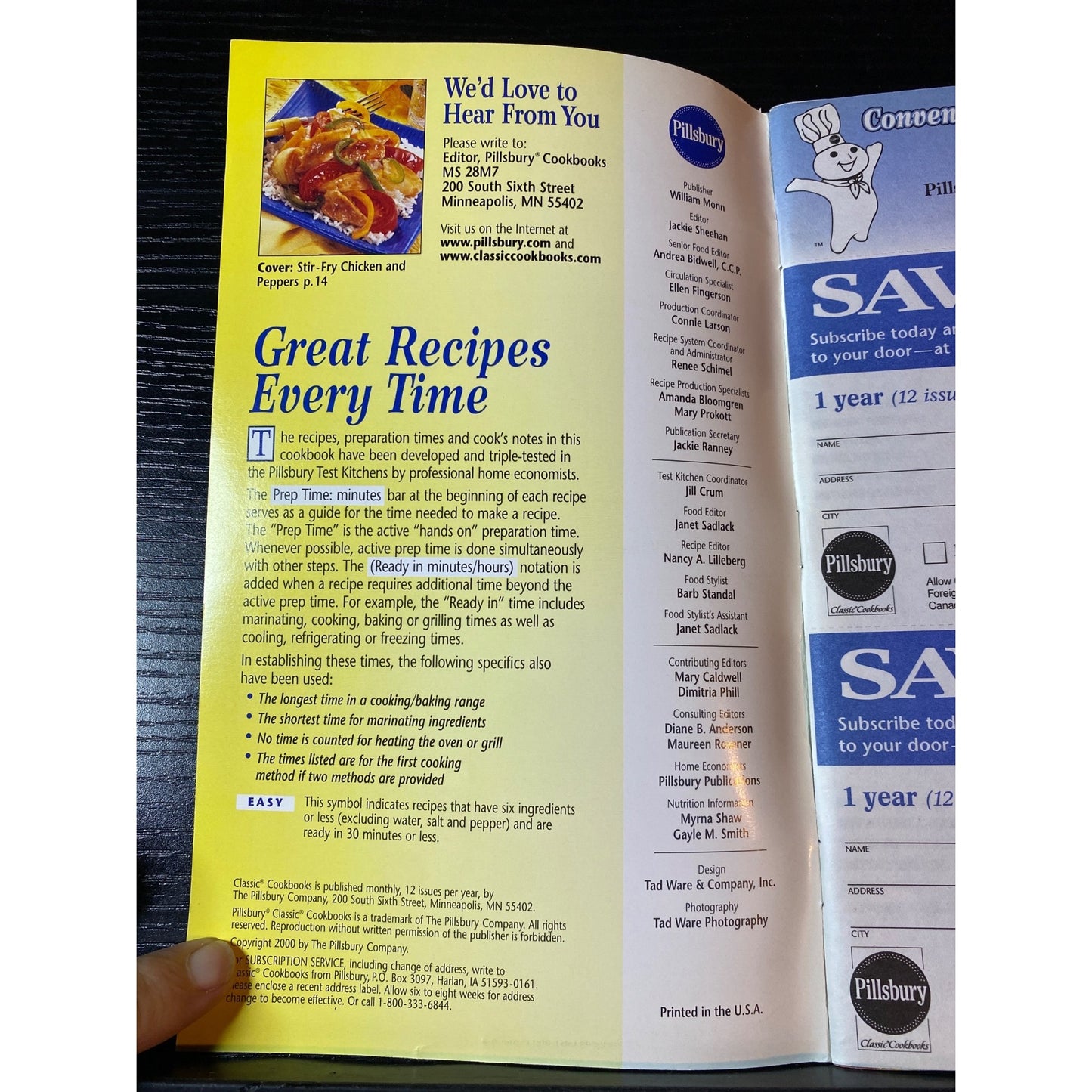 Pillsbury Classic Stir-Fries & Skillet Meals Cookbook Booklet Aug 2000