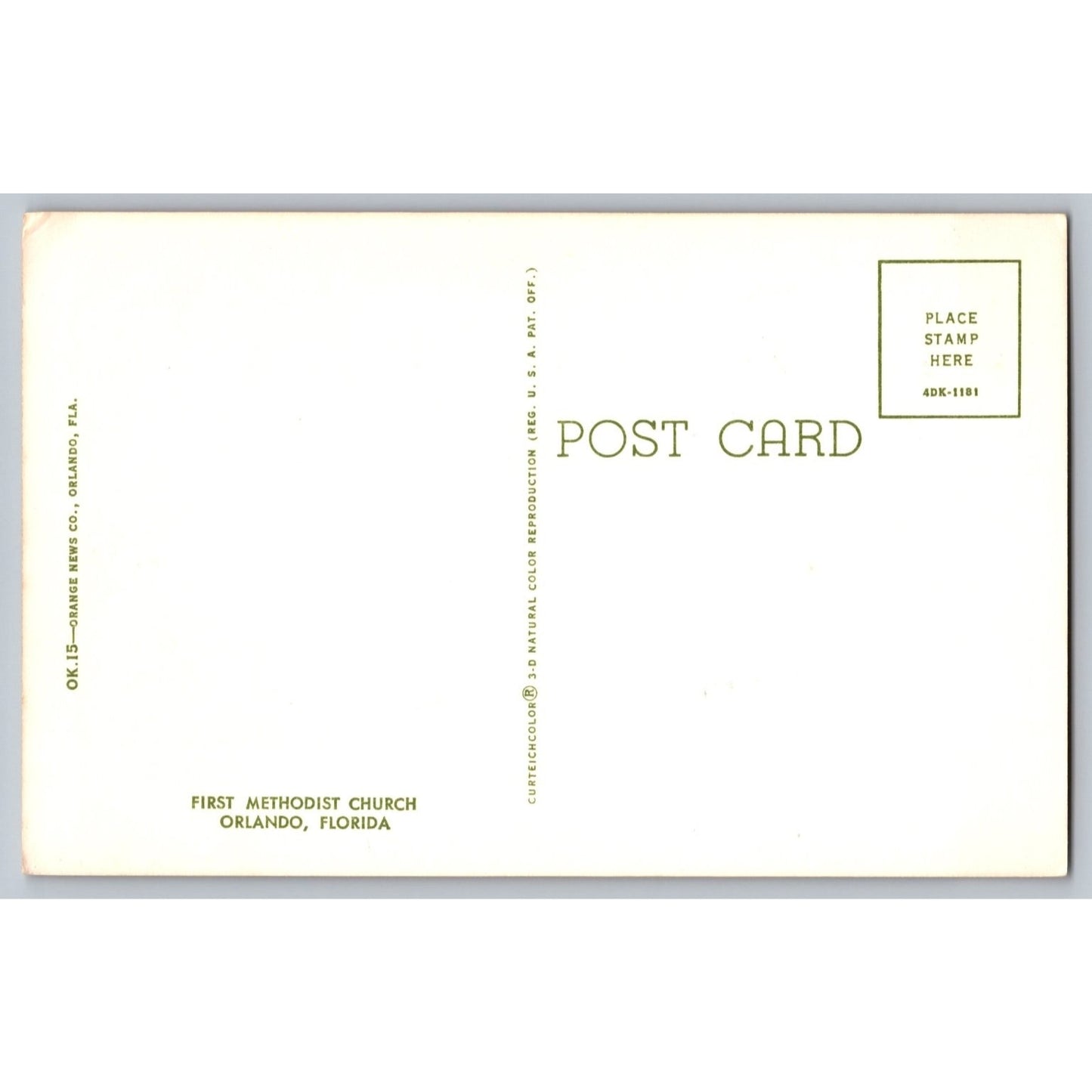 Orlando FL Florida First Methodist Church Chrome Postcard Unused Curt Teich
