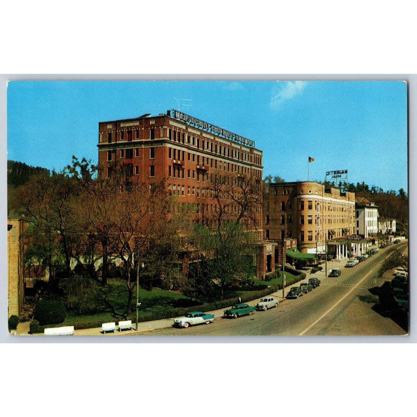 Postcard AR Arkansas Hot Springs National Park Majestic Hotel 1953 Chrome