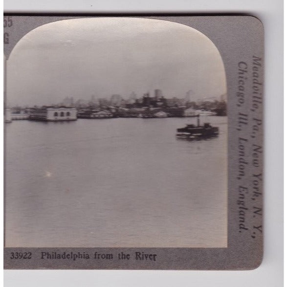 Philadelphia PA from the River Stereoview Keystone View Co Early 1900s Delaware