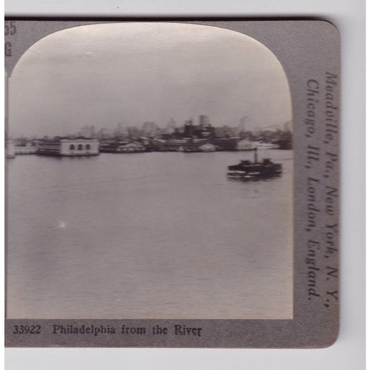 Philadelphia PA from the River Stereoview Keystone View Co Early 1900s Delaware