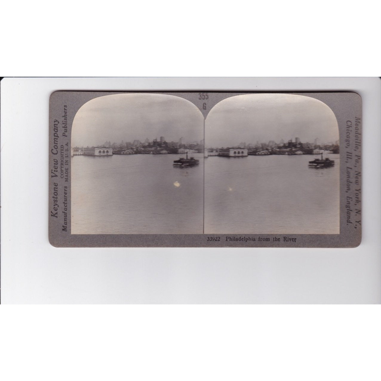 Philadelphia PA from the River Stereoview Keystone View Co Early 1900s Delaware