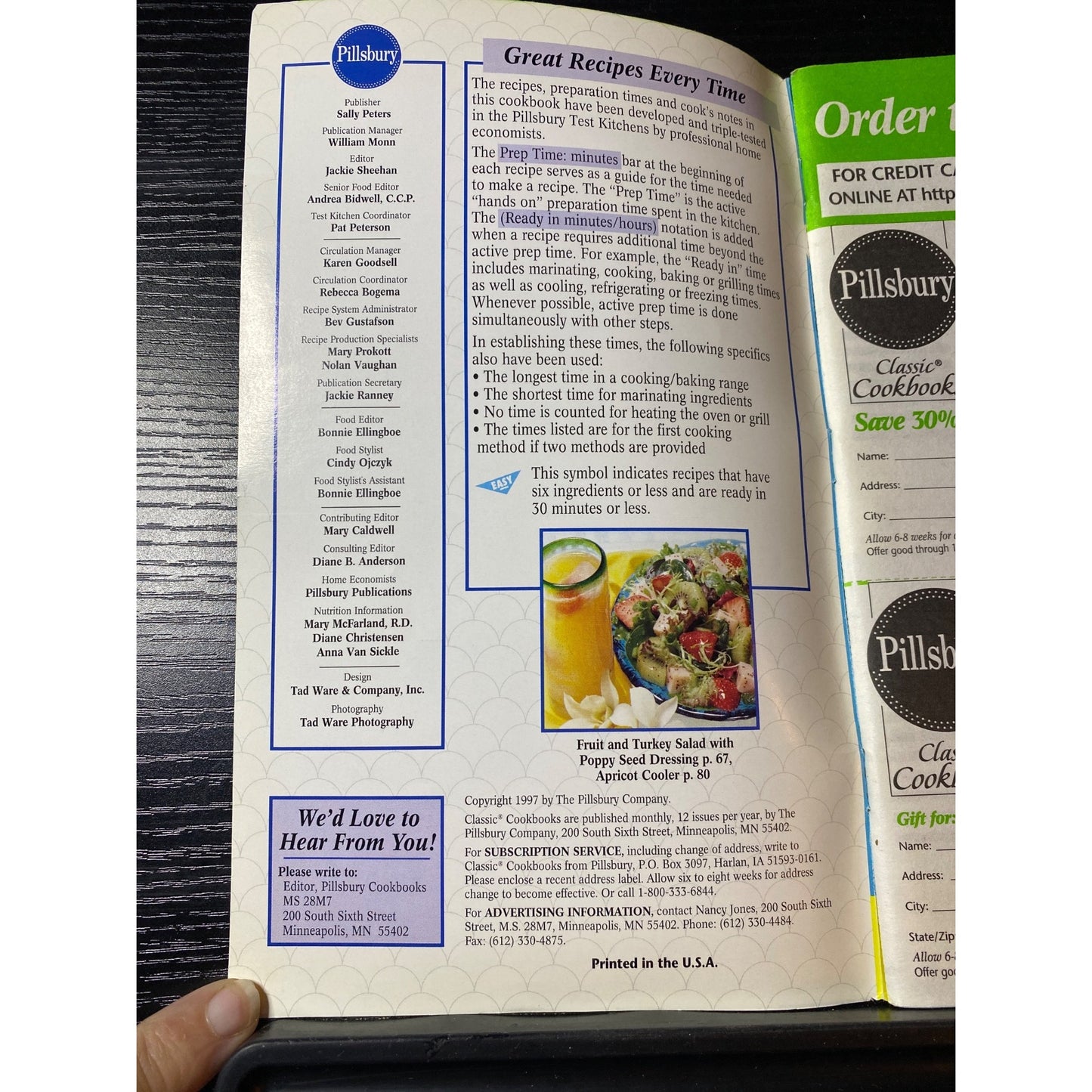 Pillsbury July 1997 Cool Cooking For Hot Days Cookbook Booklet