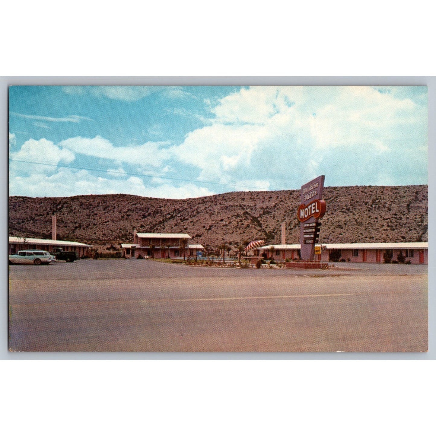 Sanderson TX Texas Western Hills Motel 1950s Chrome Postcard Unused