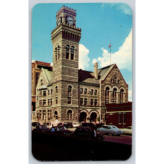 Sioux City IA Iowa City Hall 1950s Old Cars Chrome Postcard Unused