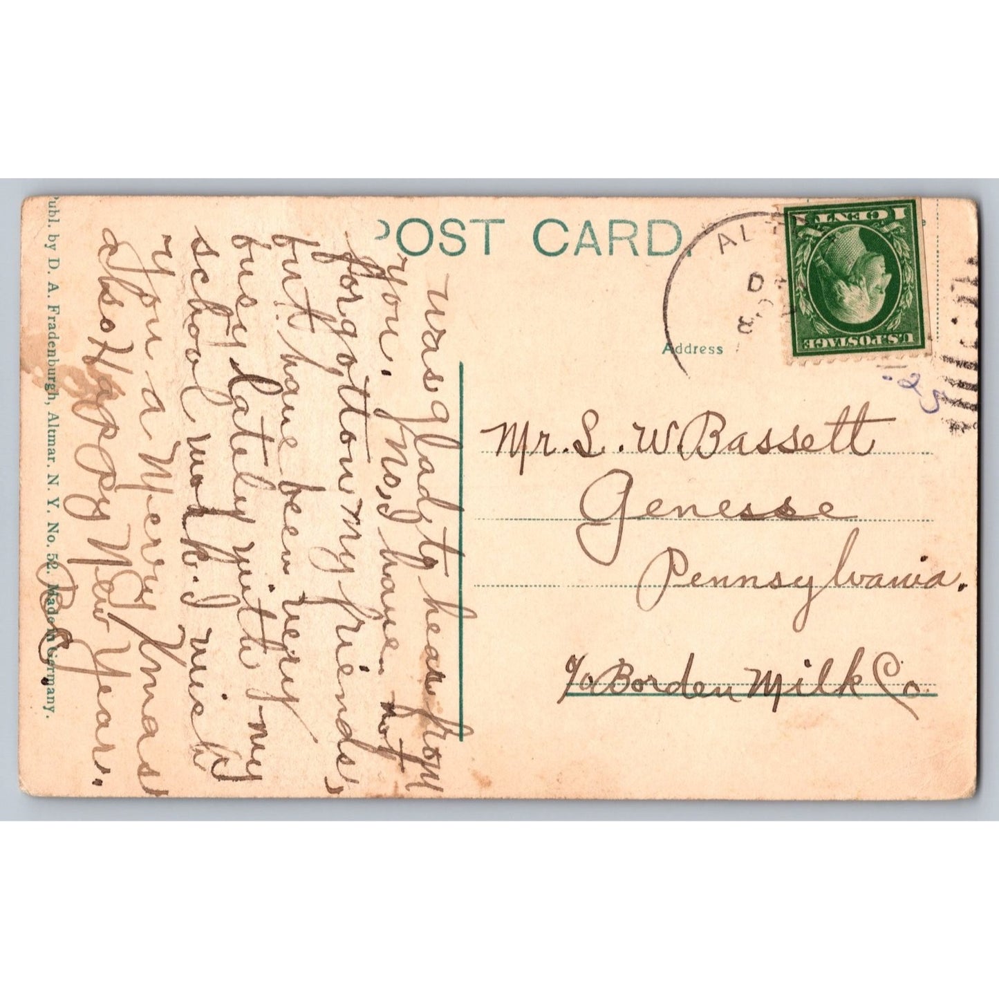 Altmar NY New York Residence James Buckley Early 1900s Divided Back Postcard