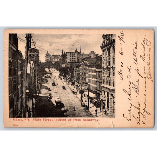 Albany NY New York State Street Looking from Broadway 1905 Undivided Postcard