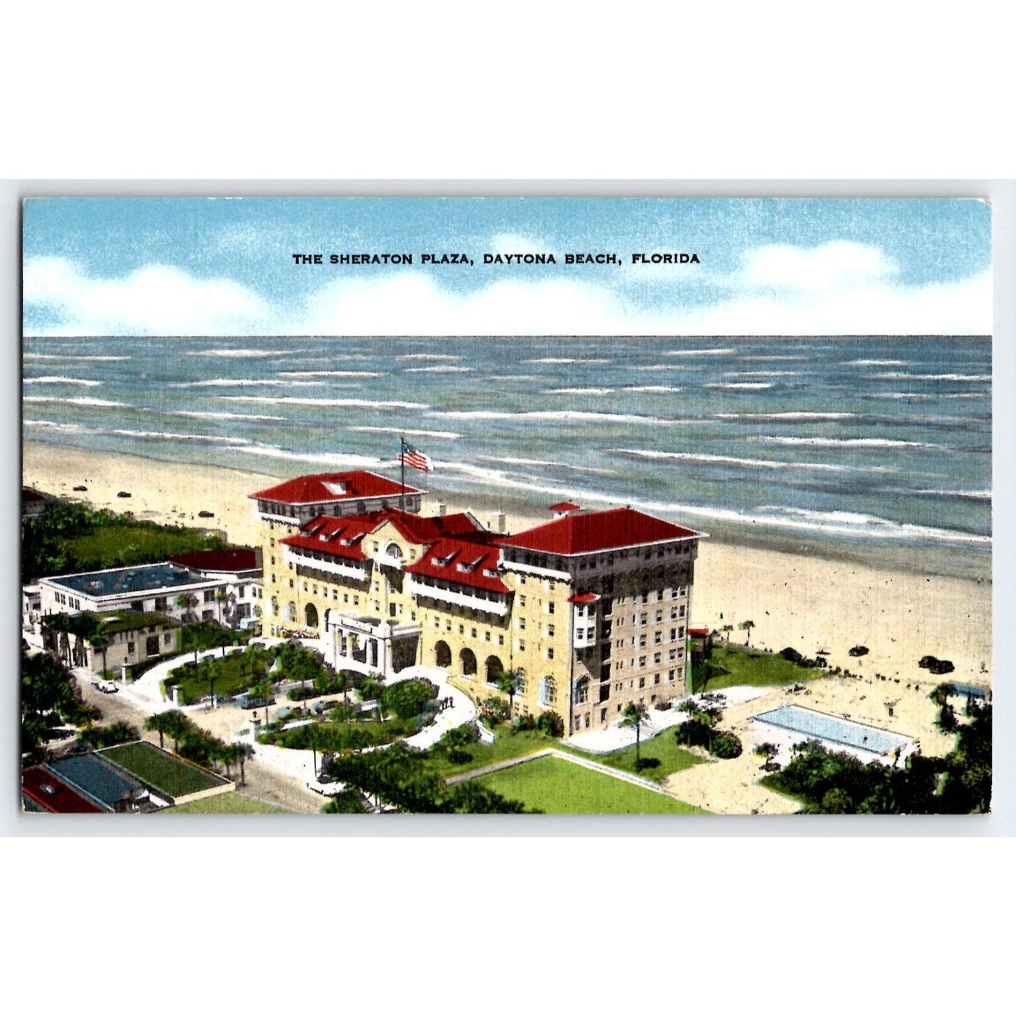 Daytona Beach FL Florida Sheraton Plaza Linen Postcard Unused