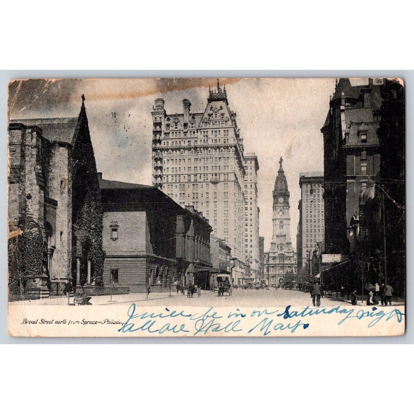 Philadelphia PA Pennsylvania Broad Street 1907 Undivided Back Postcard Used