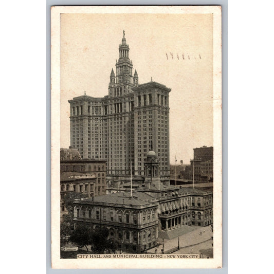 New York City NY Hall & Municipal Building 1933 White Border Postcard Used
