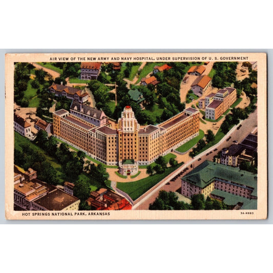 Hot Springs National Park AR Arkansas Army and Navy Hospital White Border Postcard
