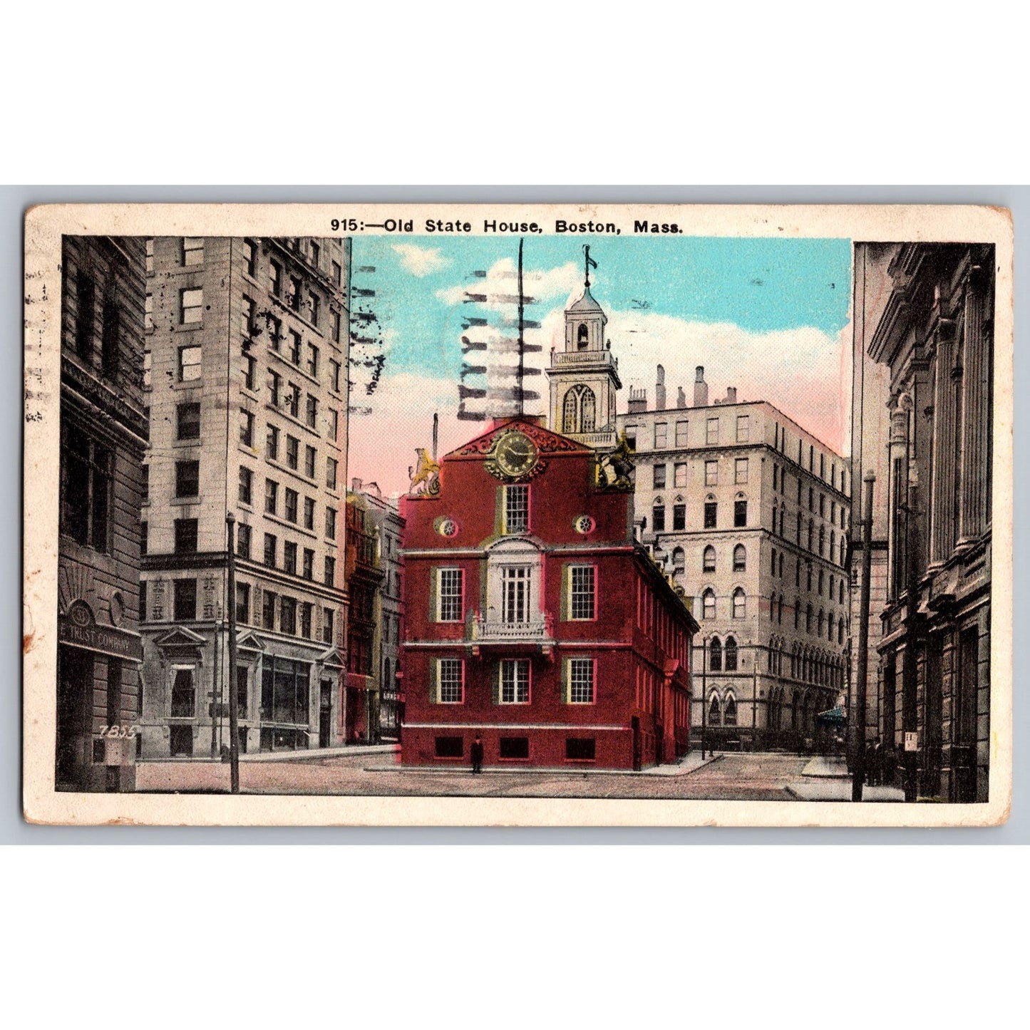 Boston MA Massachusetts Old State House Postcard New England News Co. 1917