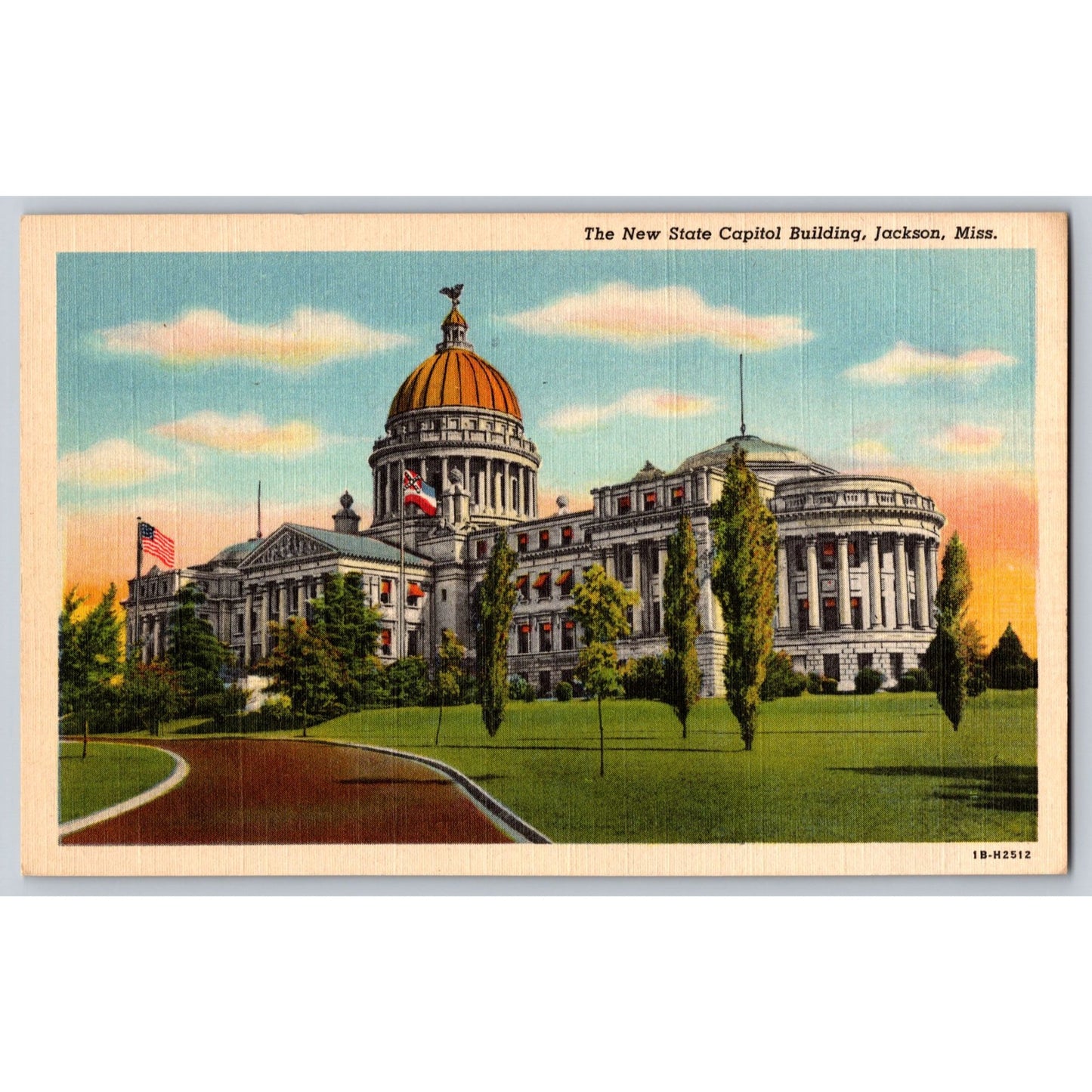 Jackson MS Mississippi The New State Capitol Building White Border Postcard Curteich