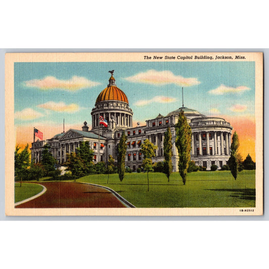 Jackson MS Mississippi The New State Capitol Building White Border Postcard Curteich