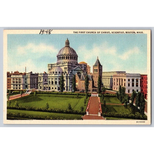 Boston MA Massachusetts First Church Of Christ Scientist White Border Postcard