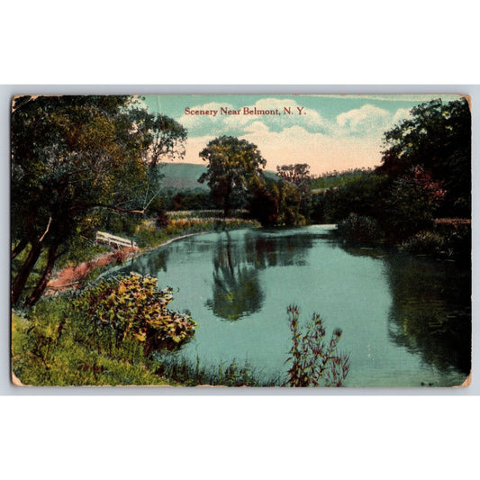 Belmont NY New York Scenery on River Landscape 1913 Divided Back Postcard