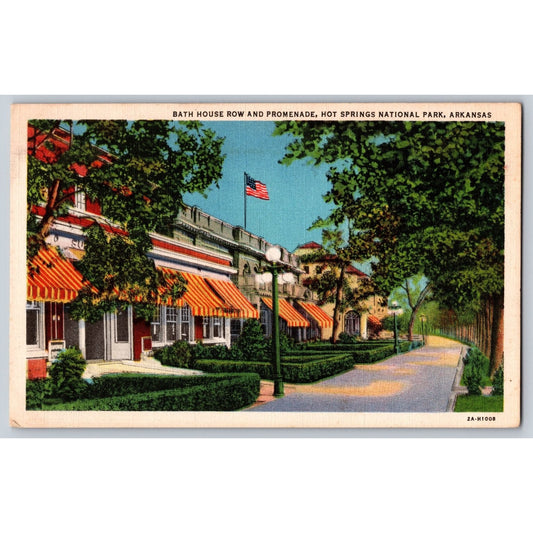 Hot Springs National Park AR Arkansas Bath House Row White Border Postcard