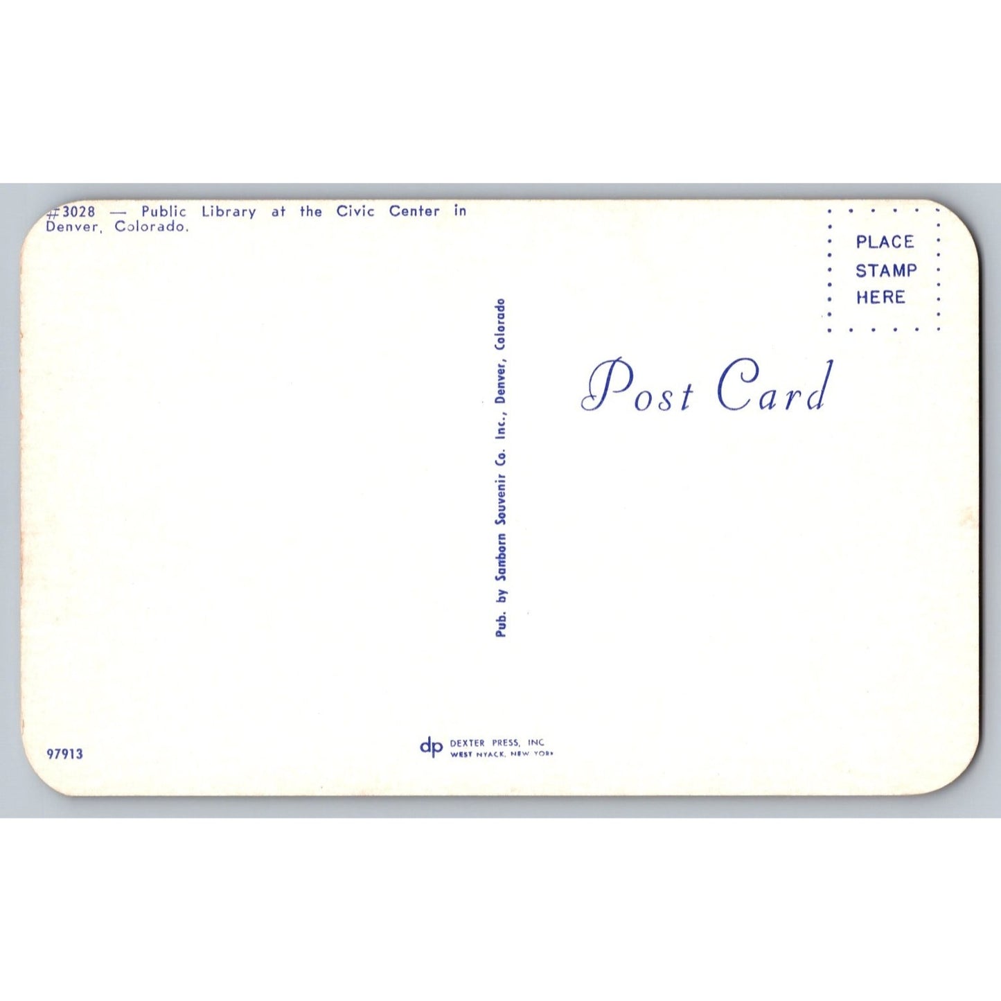 Denver CO Colorado Public Library Civic Center Dexter Press Chrome Postcard