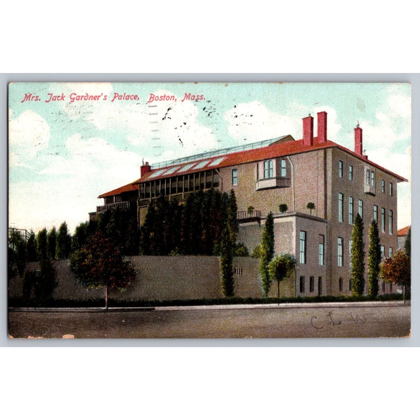 Boston MA Massachusetts Mrs Jack Gardners Palace1908 Divided Back Postcard