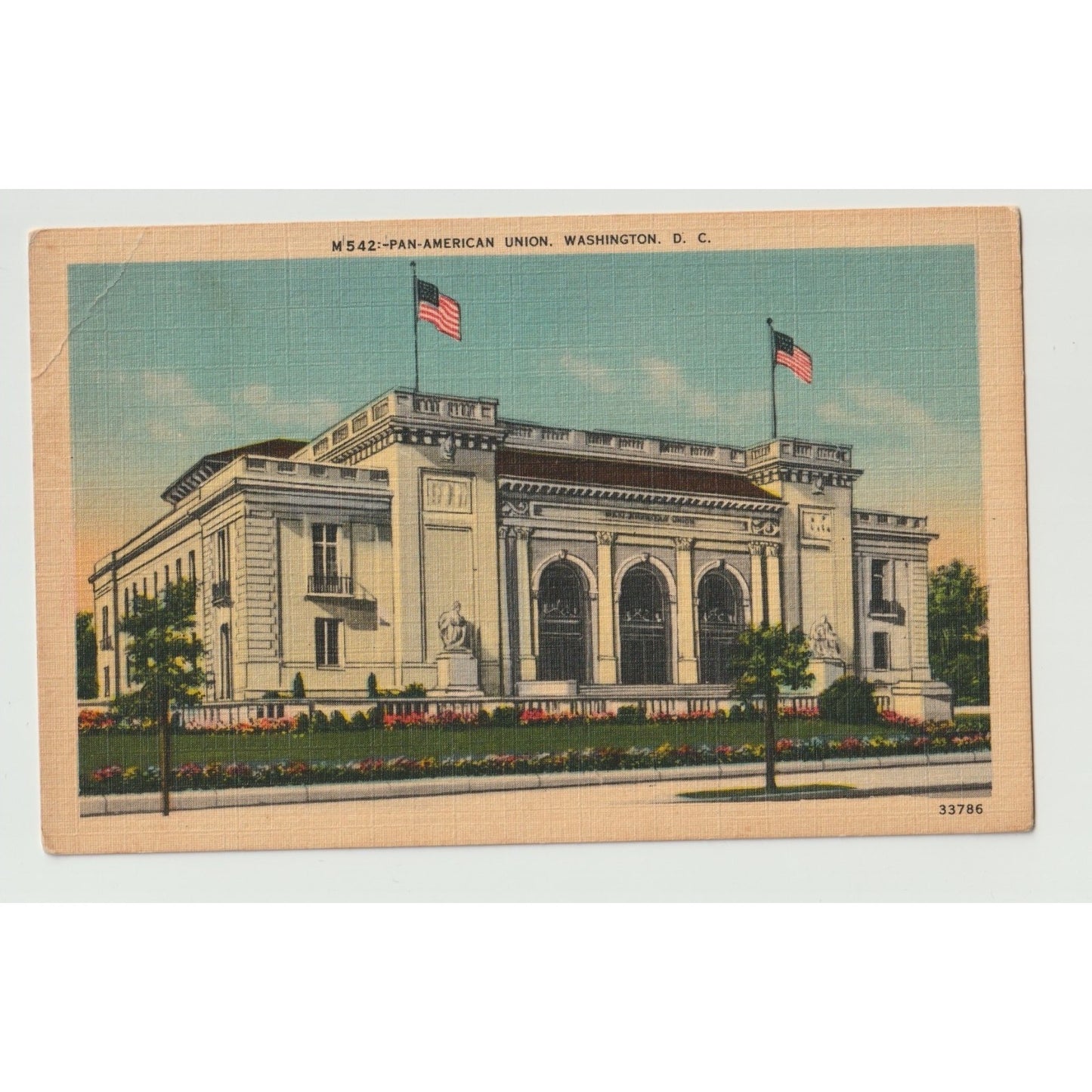 DC Washington Pan American Union White Border Postcard Used