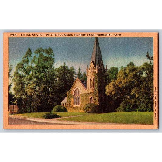 Glendale CA California Little Church Of The Flowers Forest Lawn Linen Postcard