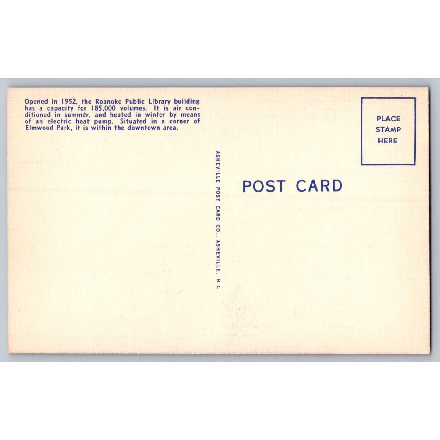 Roanoke VA Virginia Public Library Night Scene Linen Postcard