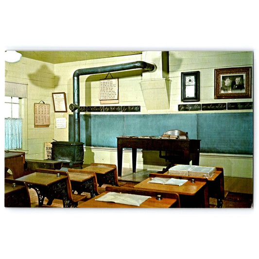 New Glarus WI Original School House Swiss Historical Village Chrome Postcard