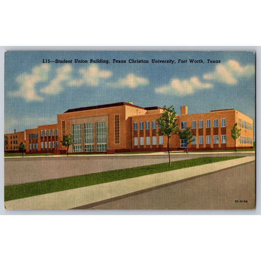 Fort Worth TX Texas Christian University Student Union Linen Postcard Curteich