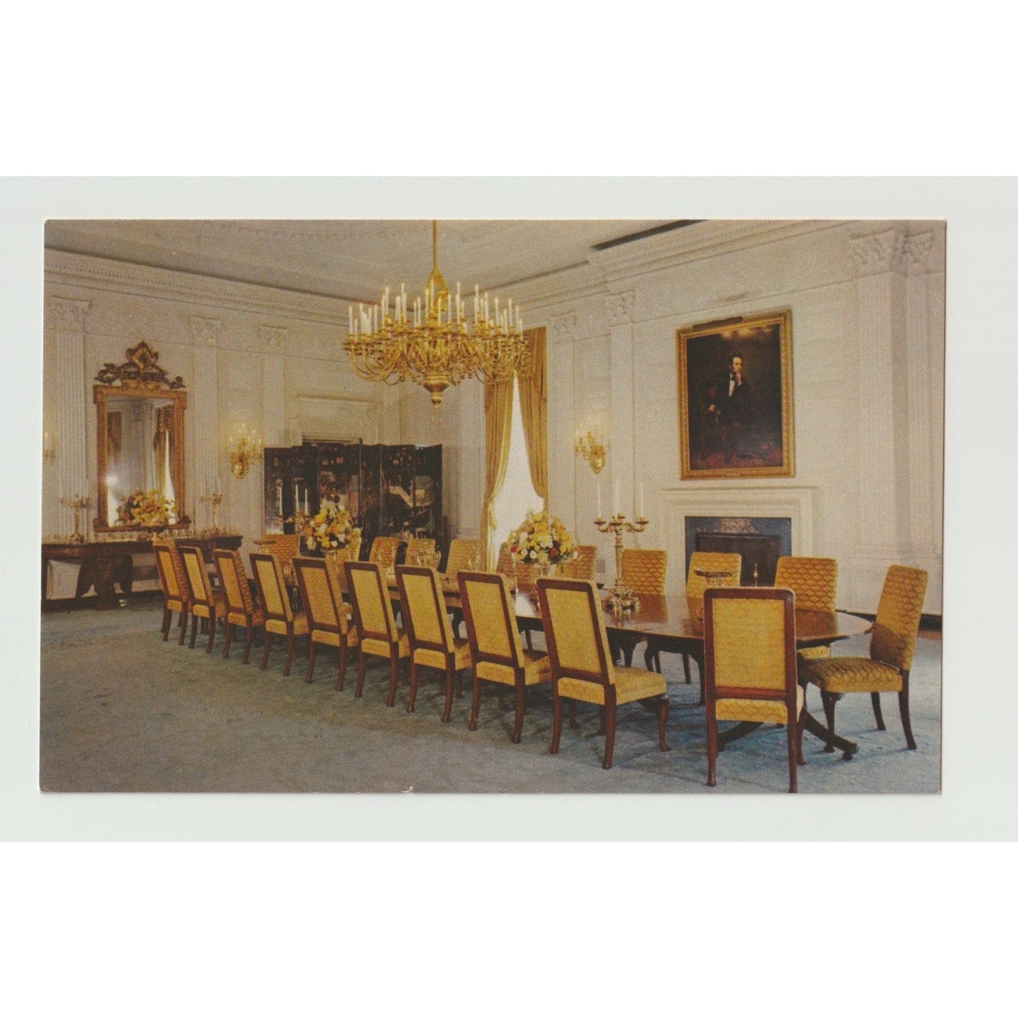 DC Washington White House State Dining Room Interior Postcard Chrome Unused