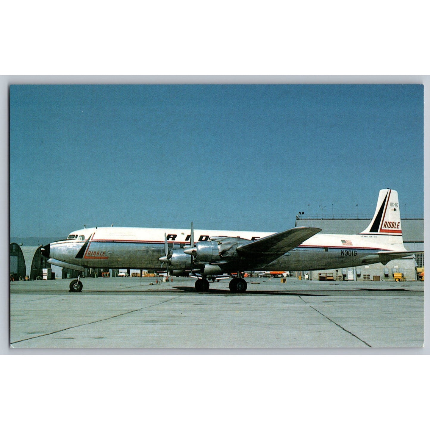 Riddle Airlines Douglas DC-7CF Oakland 1961 MSN 45062 Airplane Postcard