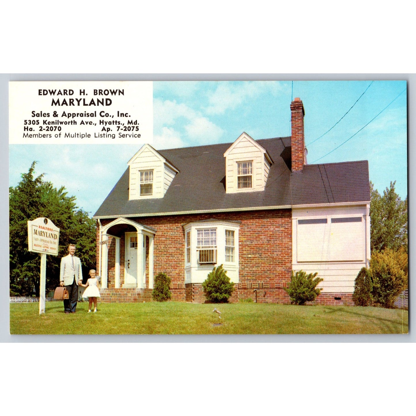 Hyatts MD Maryland Edward H Brown Realtor Real Estate Chrome Postcard Unused