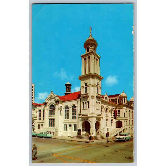 Miami FL Florida White Temple Methodist Church 1950s Chrome Postcard Unused