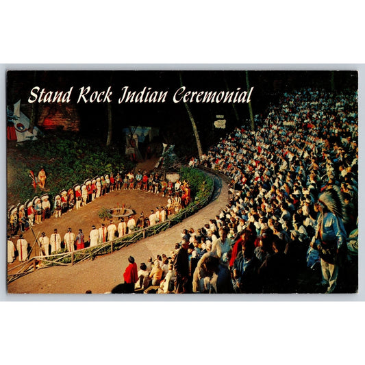 Wisconsin Dells WI Stand Rock Indian Ceremonial Chrome Postcard HH Bennett