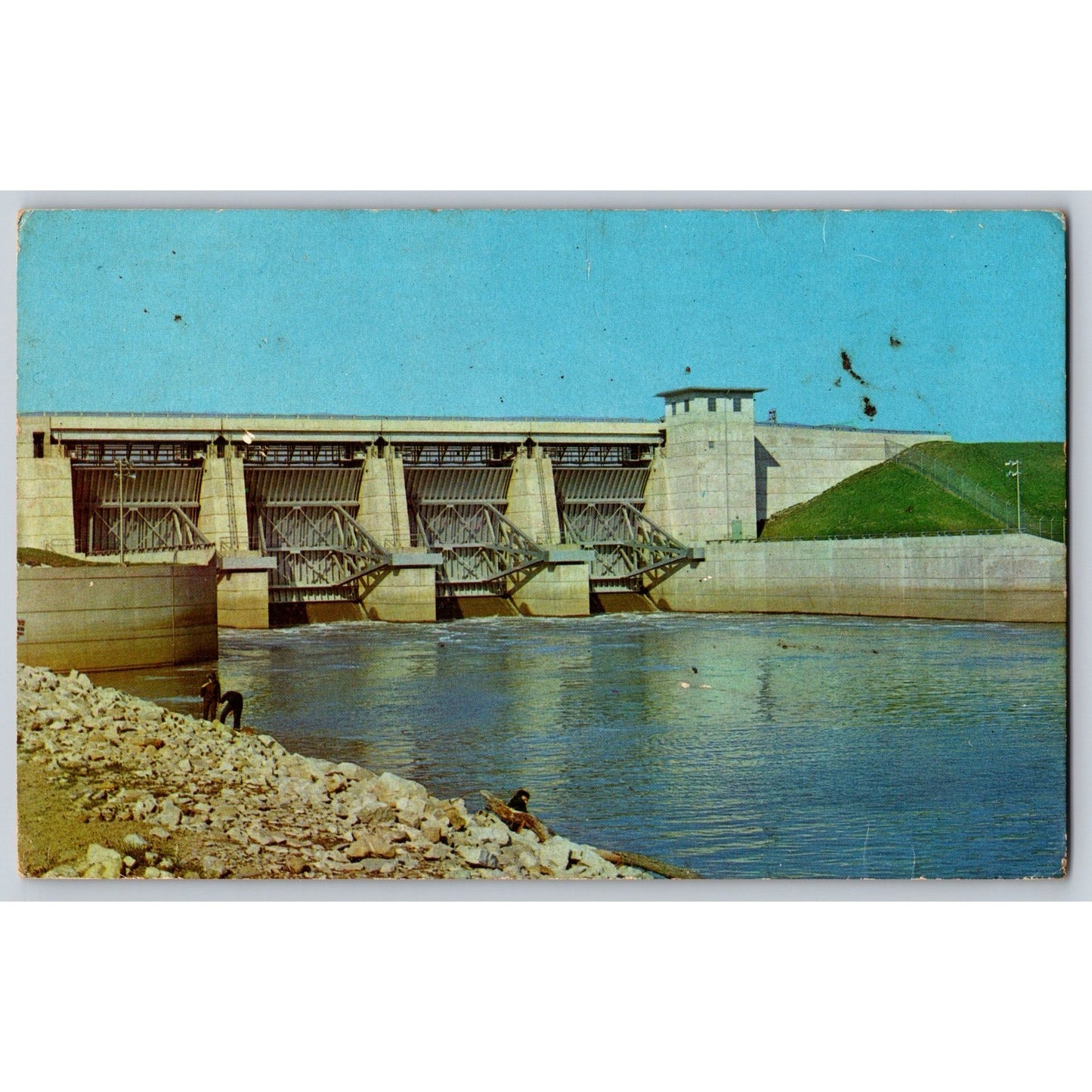 Carlyle IL Illinois Main Dam and Reservoir Kaskaskia River Chrome Postcard