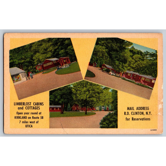 Kirkland NY New York Limberlost Cabins Cottages Linen Postcard Unused