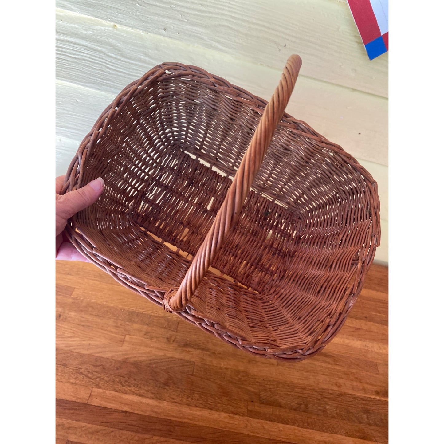 Wicker Basket With Handle 11"x13" Lightweight Rustic Storage Or Decorative Piece