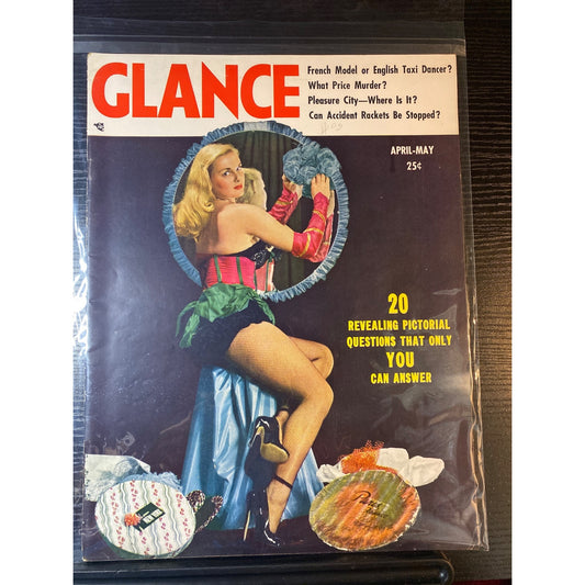 Glance Magazine Apr-May 1950s Vintage Pin-Up Cover French Model Retro Ads