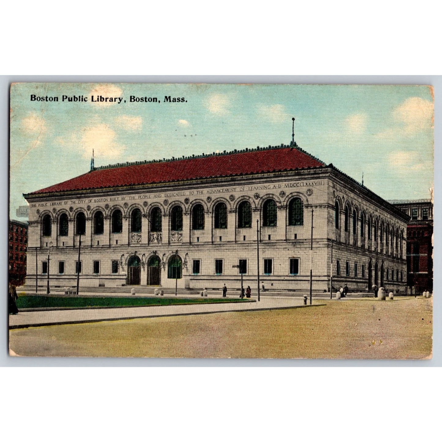 Boston MA Massachusetts Public Library Scenic View 1912 Divided Back Postcard
