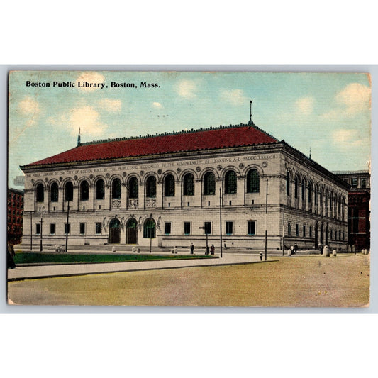 Boston MA Massachusetts Public Library Scenic View 1912 Divided Back Postcard