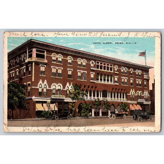 Selma AL Alabama Hotel Albert 1920 White Border Postcard Used No Stamp