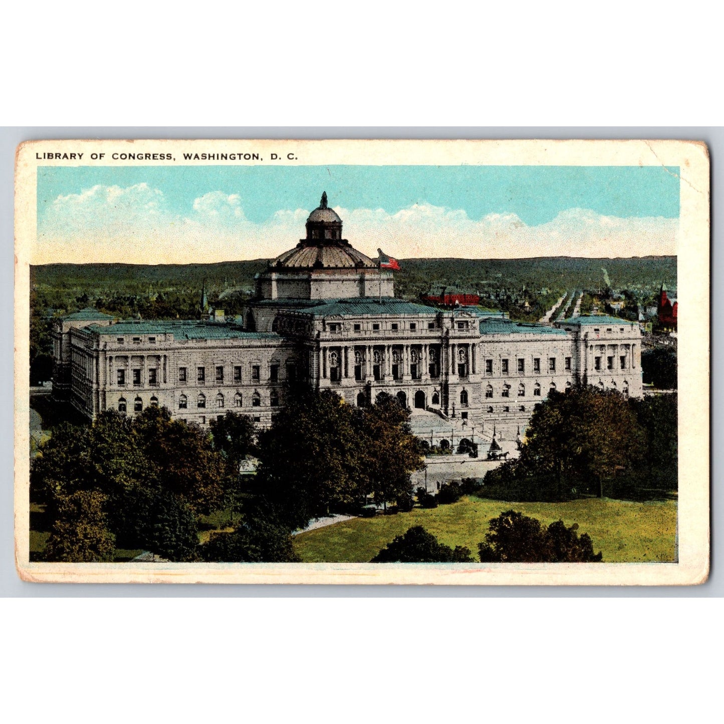 DC Washington Library Of Congress 1927 White Border Postcard Used