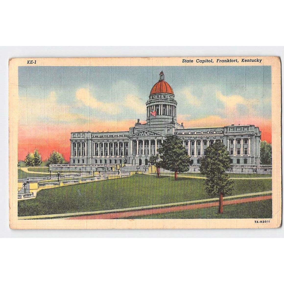 Frankfort KY Kentucky State Capitol White Border Postcard Used