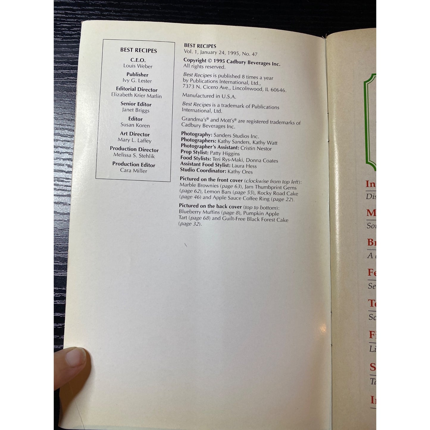 Best Recipes Mott's A Better Way To Bake Low-Fat Recipes Cookbook Booklet 1995