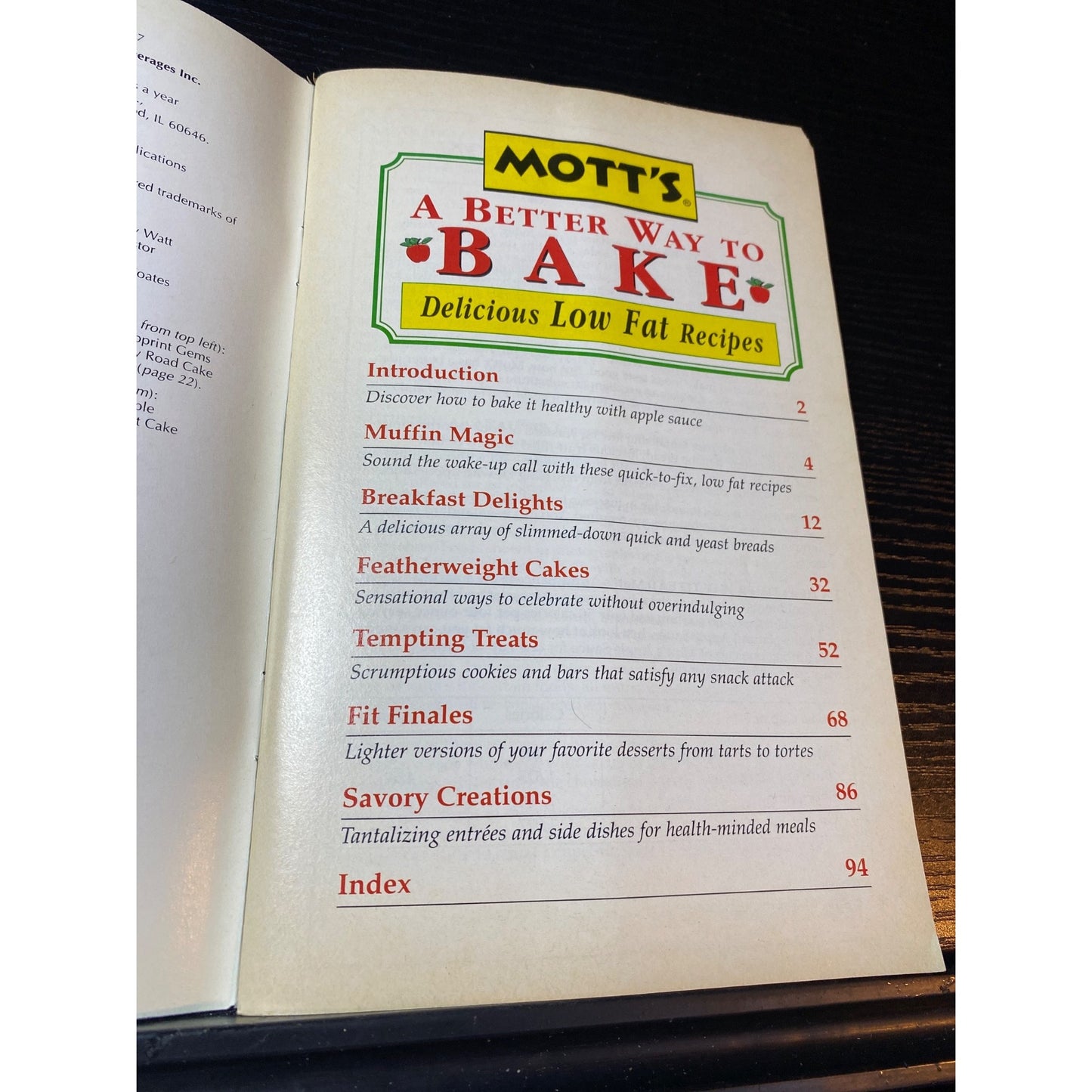 Best Recipes Mott's A Better Way To Bake Low-Fat Recipes Cookbook Booklet 1995